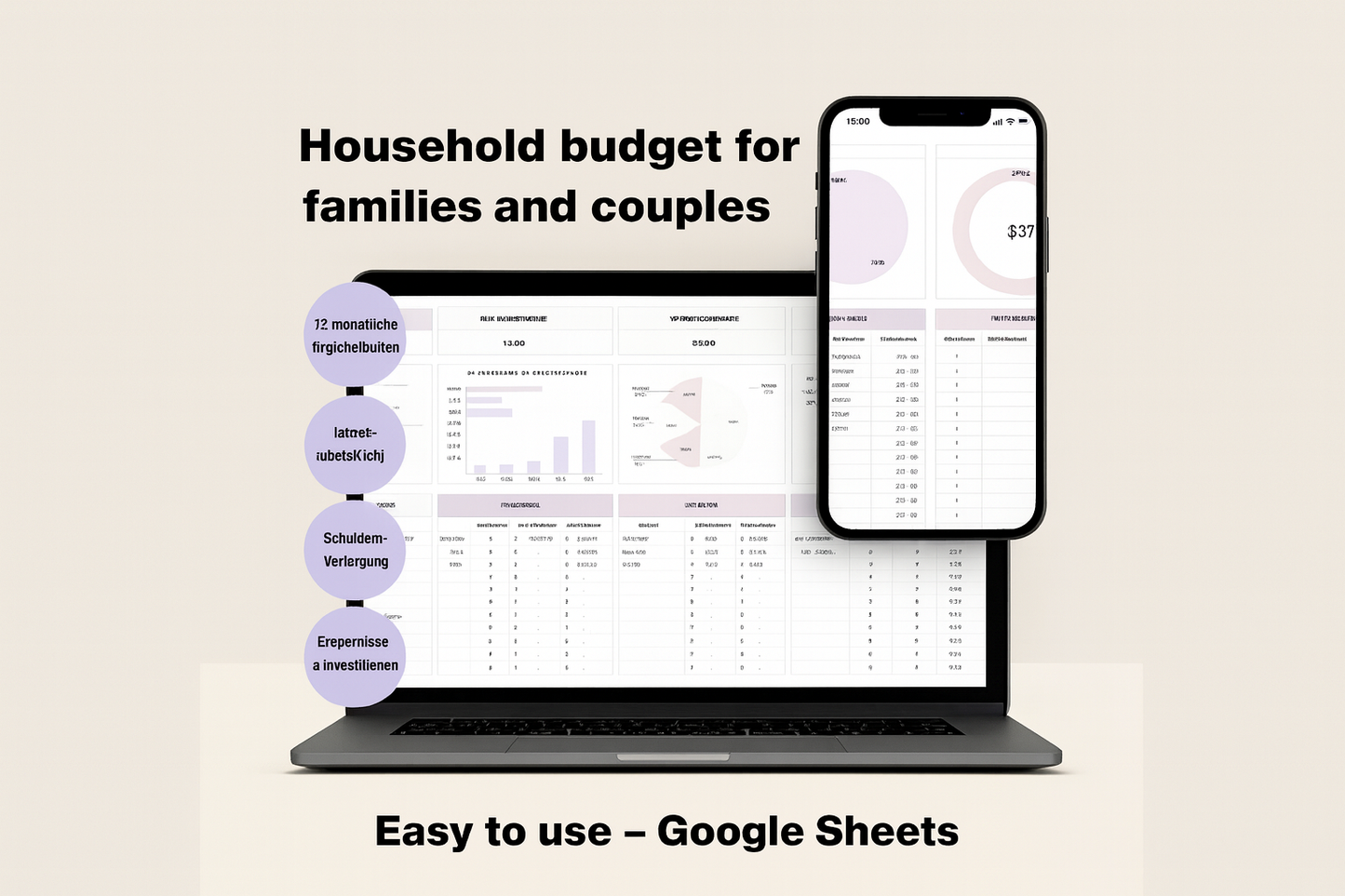 Budgeting template for Excel & Google Sheets (all currencies)